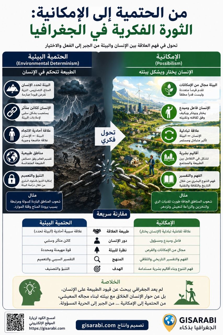 من حتمية المكان إلى جدلية المجال: تفكيك الإبستمولوجيا الجغرافية للمدرسة الحتمية