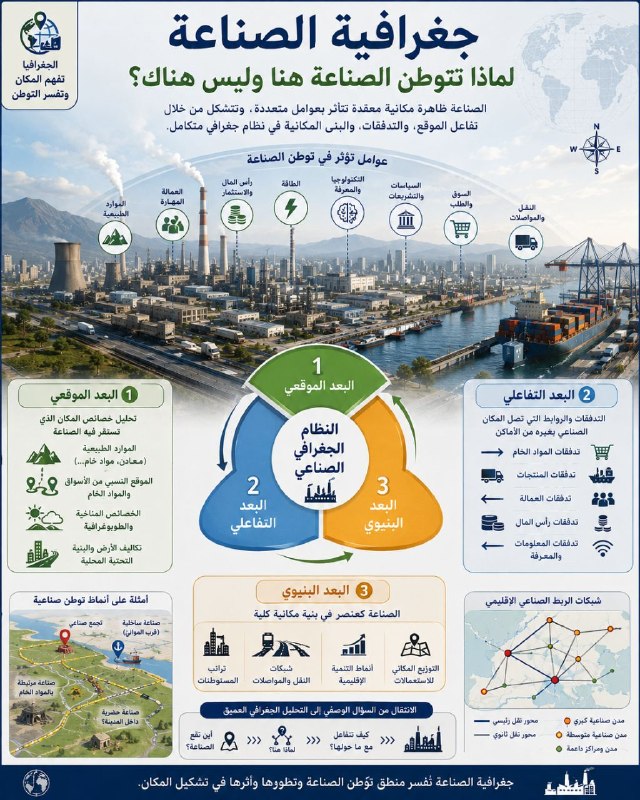 جغرافية الصناعة: النشأة، التطور، والأبعاد الجغرافية في التحليل المكاني للظاهرة الصناعية