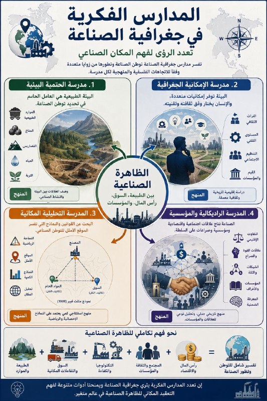 جغرافية الصناعة: النشأة، التطور، والأبعاد الجغرافية في التحليل المكاني للظاهرة الصناعية