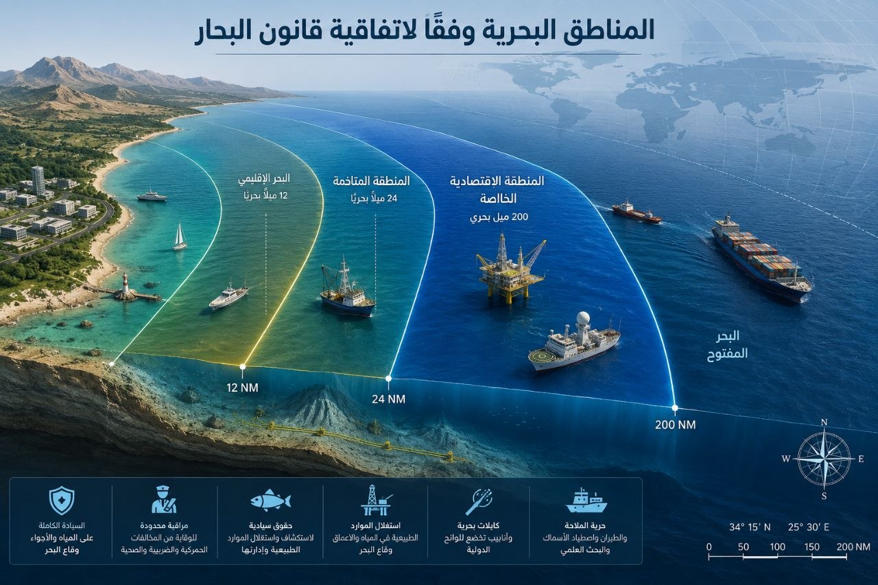 جغرافيا المحيطات: ترسيم الحدود البحرية والصراع على الجرف القاري – تحليل مكاني للقانون والموارد 2 جغرافيا المحيطات: ترسيم الحدود البحرية والصراع على الجرف القاري – تحليل مكاني للقانون والموارد