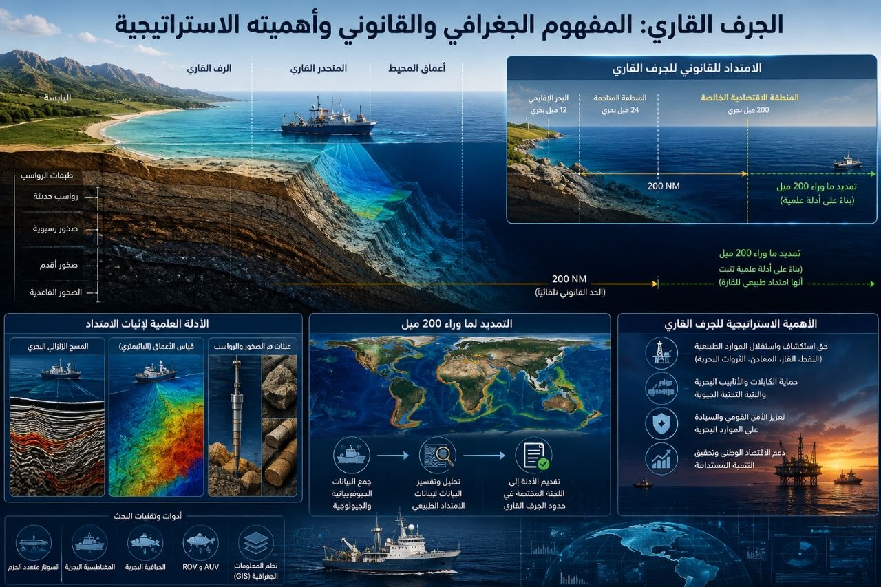 جغرافيا المحيطات: ترسيم الحدود البحرية والصراع على الجرف القاري – تحليل مكاني للقانون والموارد 3 جغرافيا المحيطات: ترسيم الحدود البحرية والصراع على الجرف القاري – تحليل مكاني للقانون والموارد